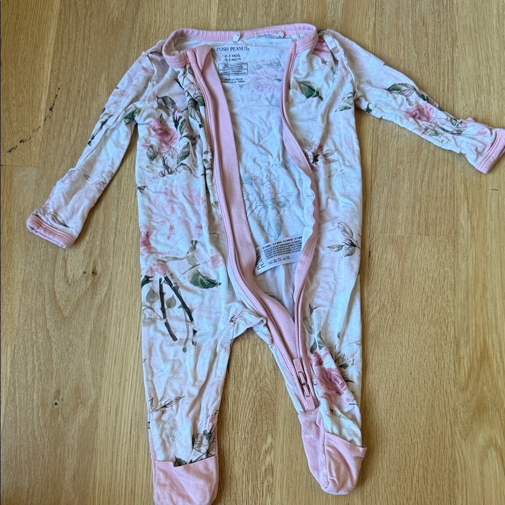 Posh Peanut Pink Floral Kids Footie